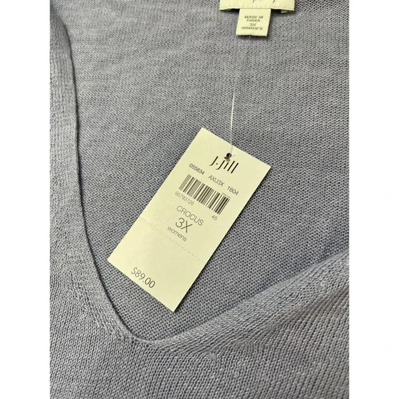 Pure Jill J.Jill Crocus Purple Linen Blend V-Neck Sweater Top 3X New 055834 - Picture 3 of 11